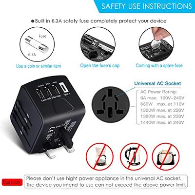 Universal Travel Adapter, LENCENT All in One International Power Adapter  Charger with Dual USB Charger Ports for UK Europe Australia China over 200+