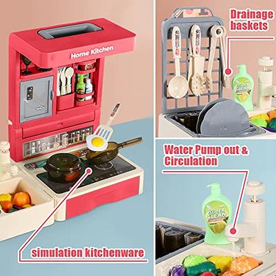 Theefun Play Kitchen Accessories Set: Play Kitchen Toys with Kids Pressure  Pot, Pan, Cooking Utensils and Cutting Play Food, Pretend Cooking Playset 