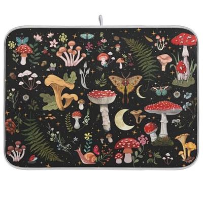 Dish Drying Pad Rubber Drain Mat Plant Style Flower Mushroom - Temu