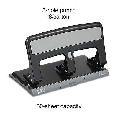 Staples One-Touch 3-Hole Punch, 30 Sheet Capacity, Black, 6/Case (26614) -  Yahoo Shopping