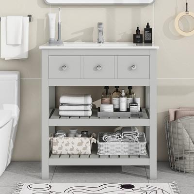 30'' Modern Bathroom Storage Cabinet with 2-Tier Storage Shelf