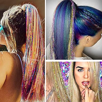 Hair Tinsel Kit With Tool Fairy Hair Tinsel Heat Resistant Rainbow Tinsel  Hair Extensions 1200 Strands, Sparkling Shiny Hair Tinsel Highlights  Glitter
