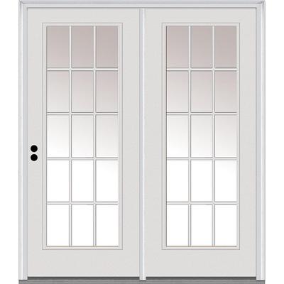 JELD-WEN 72-in x 80-in Low-e External Grilles Primed Steel French  Right-Hand Outswing Double Patio Door