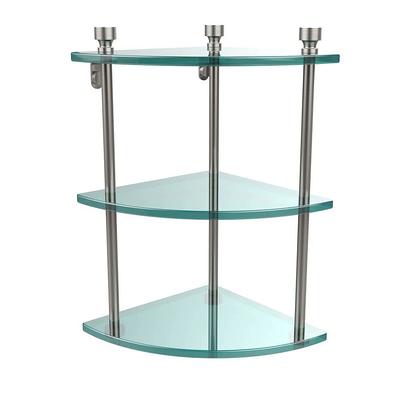 Satin Nickel 3-Tier Corner Bathroom Shelf