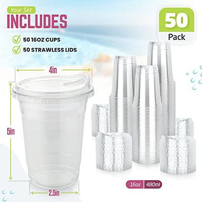 Reli. Plastic Cups with Lids, 16 oz (100 Sets Bulk) | Clear Plastic Cups  with Lids | 16 oz Plastic Disposable Cups for Party, Coffee, Smoothies, To  Go