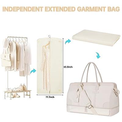 Carry On Garment Bag,Large Nylon Duffle Bag for Women,Waterproof Garment  Bags for Travel with Toiletry & Shoe bag,2 in 1 Hanging Suitcase Suit  Travel