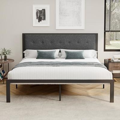 Allewie King Size Bed Frame with 4 Storage Drawers and Button Tufted &  Wingback Headboard, Dark Grey 