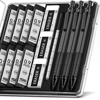  Nicpro Metal 0.9 mm Mechanical Pencils Set with Case, with  3PCS 0.9mm Drafting Pencil, 6 Tubes HB Lead Refills, 3PCS Erasers, Erasers  Refills for Adults, Children, Artist Writing, Drawing, Sketching 