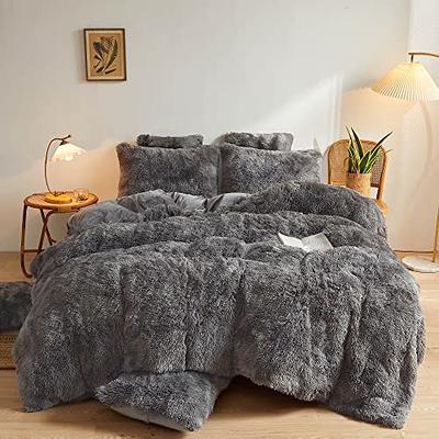 XeGe 3 Pieces Fluffy Plush Duvet Cover Set, Luxury Shaggy