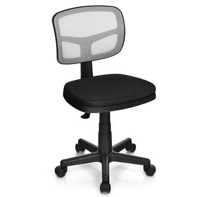 FENBAO Black Armless Office Chair Breathable Mesh Covering Silent