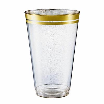 PERFECT SETTINGS 12 oz. 2-Line Gold Rim Clear Disposable Plastic