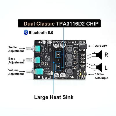 Bluetooth Amplifier Board Hifi Stereo 2.0 TPA3116D2 2X50W Audio Amplifier  Module Digital Power Ampli