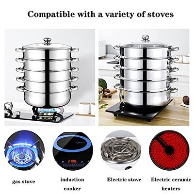 INDUCTION HOB STEAMER 3TIER MULTI VEG COOKER POT PAN SET S/S STEEL