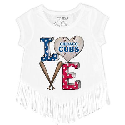 Girls Toddler Tiny Turnip White Atlanta Braves Heart Banner Fringe T-Shirt