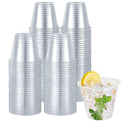 SHOPDAY Disposable Plastic Cups with Lids 8oz Clear Plastic Cups