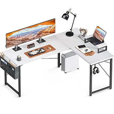 L-Shaped Compute Desk with Monitor Stand and Storage Shelf, Rustic Large  Corner Computer Desk, Gaming Table Workstation - Yahoo Shopping