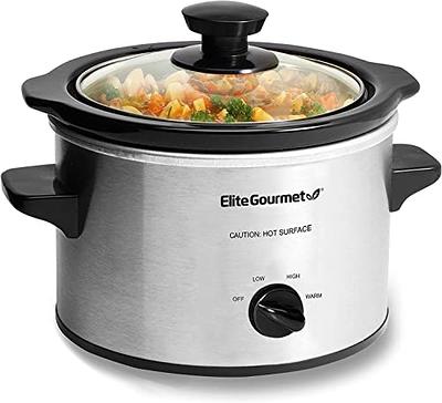 Elite Gourmet MST-900RXT# Electric Ceramic XL Jumbo Slow Cooker, Adjustable  Temp, Entrees, Sauces, Stews & Dips, Dishwasher Safe Glass Lid & Crock,  8.5Qt, MetallicRed