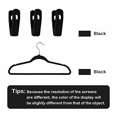 Tinfol Black Plastic Hanger Clips for Hangers, 40 Pack Pants Hanger Clips,  Strong Pinch Grip Clips for Use with Slim-line Clothes Hangers, Finger