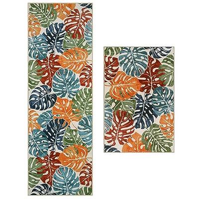 Entryway Rug Washable Rug Non-Slip Indoor Area Rug Floral Print Carpet