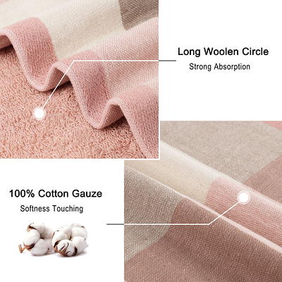 Unique Bargains 6pcs 100% Cotton Absorbent Square Plaid Kitchen Towels 29 inch x 13 inch Pink