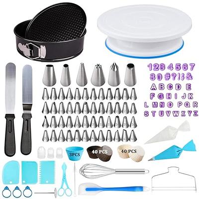 100PCS Cake Decorating Supplies Kit with Turntable,48 Icing Tips Baking  Tool Set