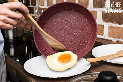 Easy chef always, Nonstick Frying Pan Skillet, 10inch, Non Stick Granite  Red Coating, Egg Pan Fry Pan Omelet Pan Healthy Stone Cookware Chef's Pan,  PFOA Free, Induction Compatible - Yahoo Shopping