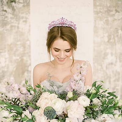 FRCOLOR Princess Bride Tiaras and Crowns Silver Crystal Tiaras for Women  Wedding Veil Crowns for Women Princess Crown with Comb