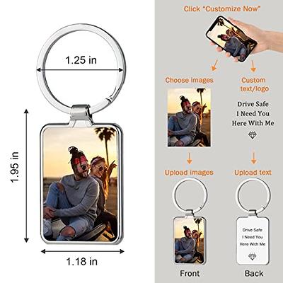 Hunjunt Custom Keychain with Picture Double Sided Engraved