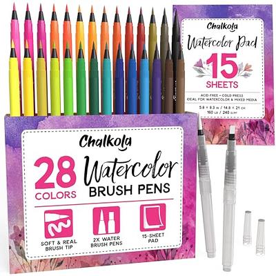  ARTEZA Real Brush Pens, 24 Watercolor Markers for Watercolor  Painting, Drawing, and Calligraphy, Flexible Nylon Brush Tips, Ideal  Drawing Pens for Artists, Journalists, and Beginners