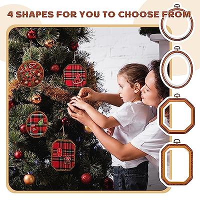 Caydo 4 Set Embroidery Hoops Imitated Wood Display Frame Circle Oval  Rectangular Octagonal Cross Stitch Hoop for Craft Sewing Hanging Ornaments  Craft Decoration Circle Oval Rectangular Octagonal