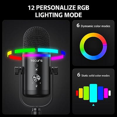 Gaming Usb Microphone For Pc,Rgb Condenser Computer Mic With Tripod  Stand,Quick Mute,Gain Control For  Gaming,Streaming,Podcasting,Recording,Asmr,Cardioid Mic Kit For  Laptop/Ps4/Ps5/Phone