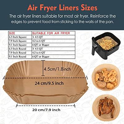 Air Fryer Disposable Paper Liner Square 10 Inch, 100Pcs Largest Square Air  Fryer Paper Liners for 8-12QT Air fryer, Non-stick Food Grade Parchment