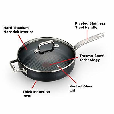 T-fal Dishwasher Safe Fry Pan With Lid Hard Anodized Titanium Nonstick,  12-Inch