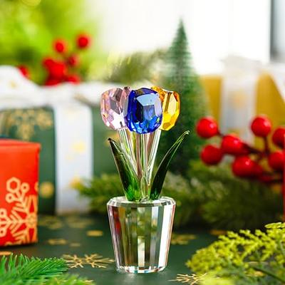 H&D HYALINE & DORA Blue Crystal Rose Flowers Figurines Ornament with Gift  Box - Yahoo Shopping