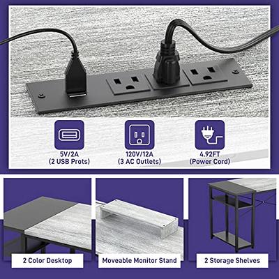 Cyclysio L Shaped Desk with Power Outlets and USB Ports, Reversible L  Shaped Gaming Computer Desk