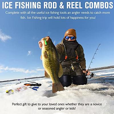 Dovesun Ice Fishing Rod and Reel Combo Ice Fishing Jigs Ice Spinning Reel, Spinning Rod (28in M Power),Knee Pad,Fish Lip Gripper,Ice Fishing  Line,Color B-Ice Fishing Gear 23pcs - Yahoo Shopping