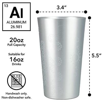 ARORA Aluminum Cups, Metal Anodized Hammered Silver Color Tumbler Set,  Aluminum Cold-Drink Cup 15oz Cup Set of 6