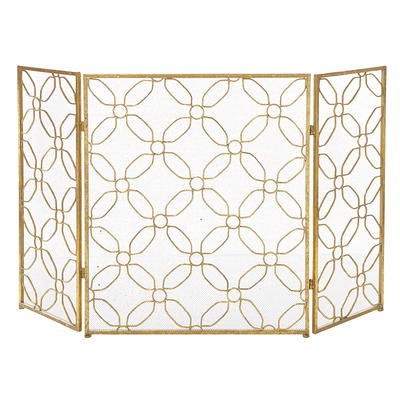 DecMode 79 x 57 Brass Metal Modern Room Divider Screen 