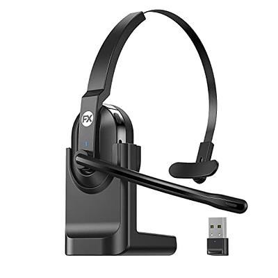 Earbay Trucker Bluetooth Headset, Wireless Headset with Microphone Noise  Canceling & USB Dongle, Bluetooth Headphones with Mic Mute & Charging Base