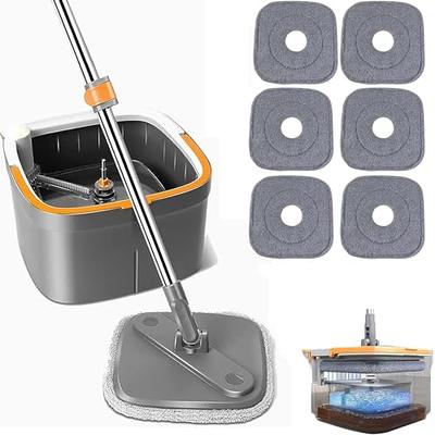 Spin Mop and Bucket, Microfiber Spin Mop & Bucket Floor Cleaning System,  Spin Mop Kit with 3 Mop Heads, Floor Mop with Stainless Steel Wringer Set,  61