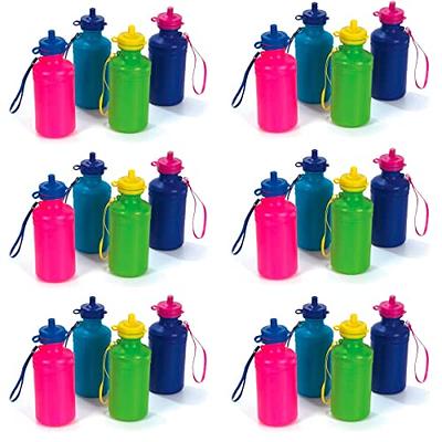  24 Pack Bulk Water Bottles for Kids  Reusable Water Bottles  7.5 Inch Beach Accessory, Holds 18 Ounces Of Drinks Neon Color Colors May  Very (24 Bottle Pack) : Sports & Outdoors