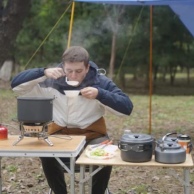 Camping Cookware Mess Kit Stove Pot Pan Cook Set Backpacking Outdoor Hiking
