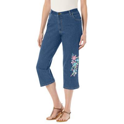 Plus Size Women's Capri Stretch Jean by Woman Within in Medium Stonewash  Floral Embroidery (Size 12 W) - Yahoo Shopping