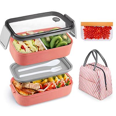 New Bento Box for Adult/kids/toddler 2 Layers Stackable Lunch Box with  Compartments 49oz Divided