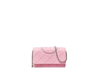 Tory Burch Fleming Soft Chain Wallet (Pink Plie) Handbags - Yahoo Shopping