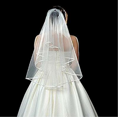 2 Tier Ribbon Edge Center Cascade Bridal Veil with Comb for