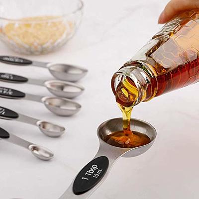 Magnetic Measuring Spoons Set of 8 Stainless Steel Dual Sided Stackable  Measuring Spoons Nesting Teaspoons Tablespoons for Measuring Dry and Liquid