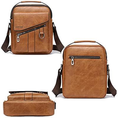 Leathario Men PU Shoulder Bag Small Men Messenger Bag Crossbody