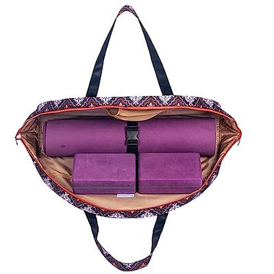 KUAK Yoga Mat Bag, Large Waterproof Sport Gym Tote Bag with 2 Yoga Mat  Holders, Adjustable Yoga Mat Buckle, Bottle Pockets, Carryall Shoulder Bag  for