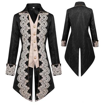 iiniim Men's Swallow-Tailed Coat Steampunk Jacket Gothic Brocade Jacket  Frock Uniforms Outfit 